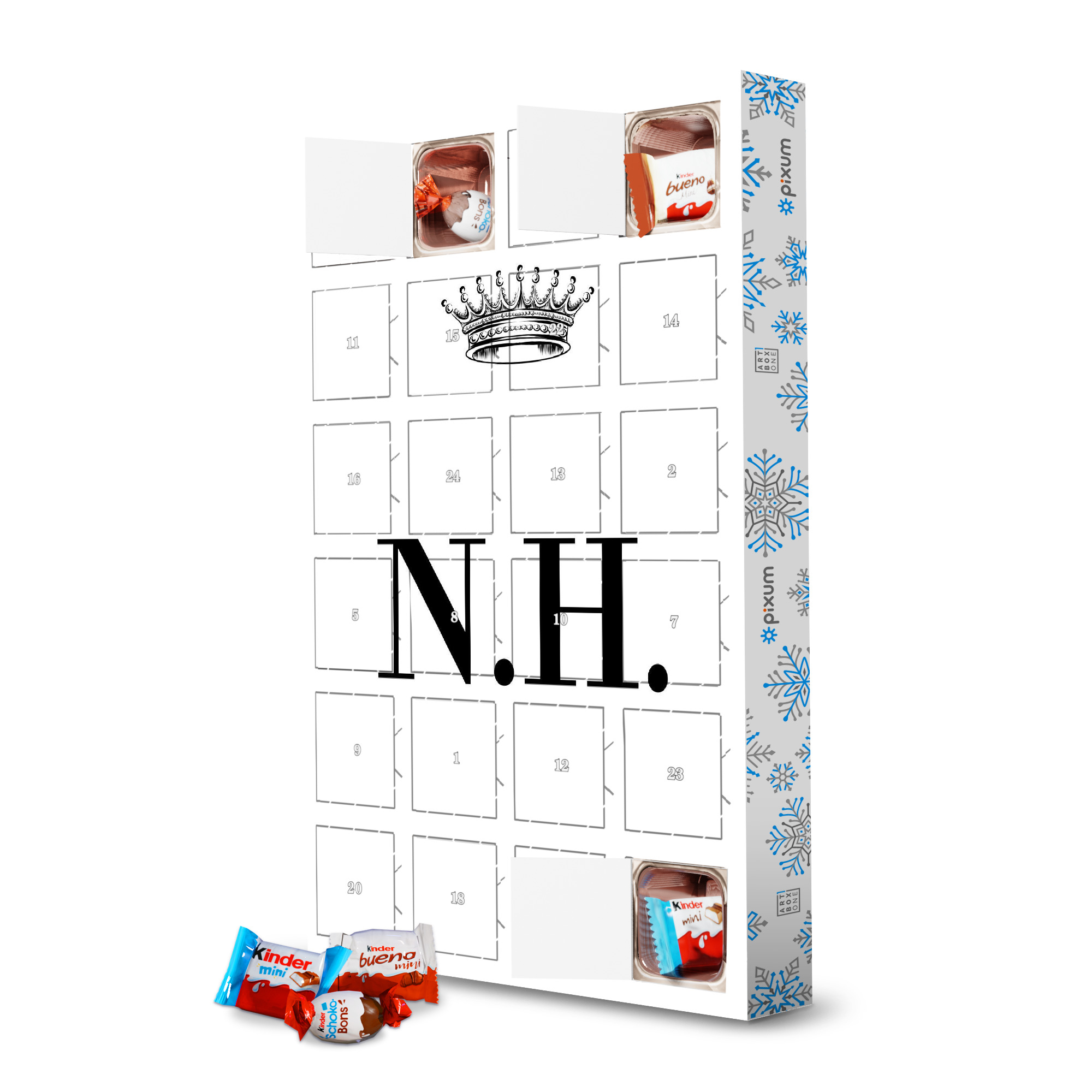 Adventskalender mit Produkten von Kinder Queen NH artboxONE Adventskalender Schwarzweiß