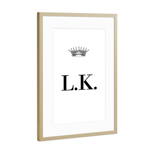 Poster mit Rahmen Gold "Queen LK" artboxONE - Schwarzweiß,Buchstaben
