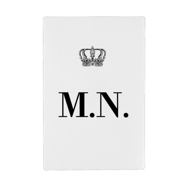 Metall Poster "King MN" artboxONE - Schwarzweiß,Buchstaben