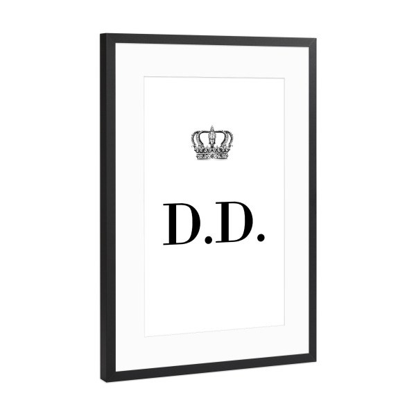 Poster mit Rahmen Schwarz (Metallic) "King DD" artboxONE - Schwarzweiß,Buchstaben