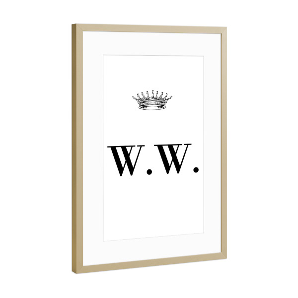 Poster mit Rahmen Gold "Queen WW" artboxONE - Schwarzweiß,Buchstaben