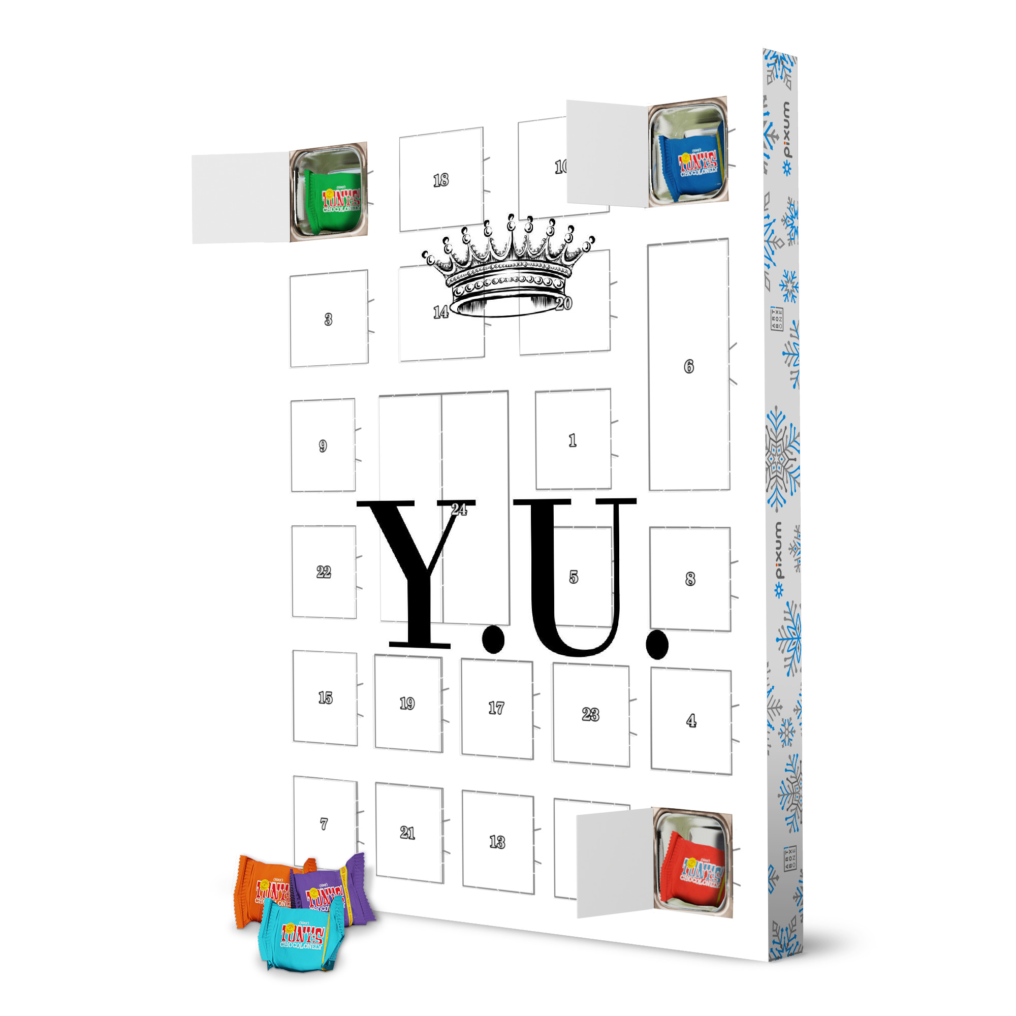 Adventskalender mit Tony's Chocolonely Queen YU artboxONE Adventskalender Schwarzweiß