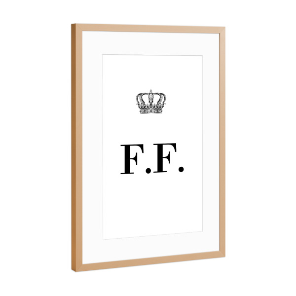 Poster mit Rahmen Kupfer "King FF" artboxONE - Schwarzweiß,Buchstaben