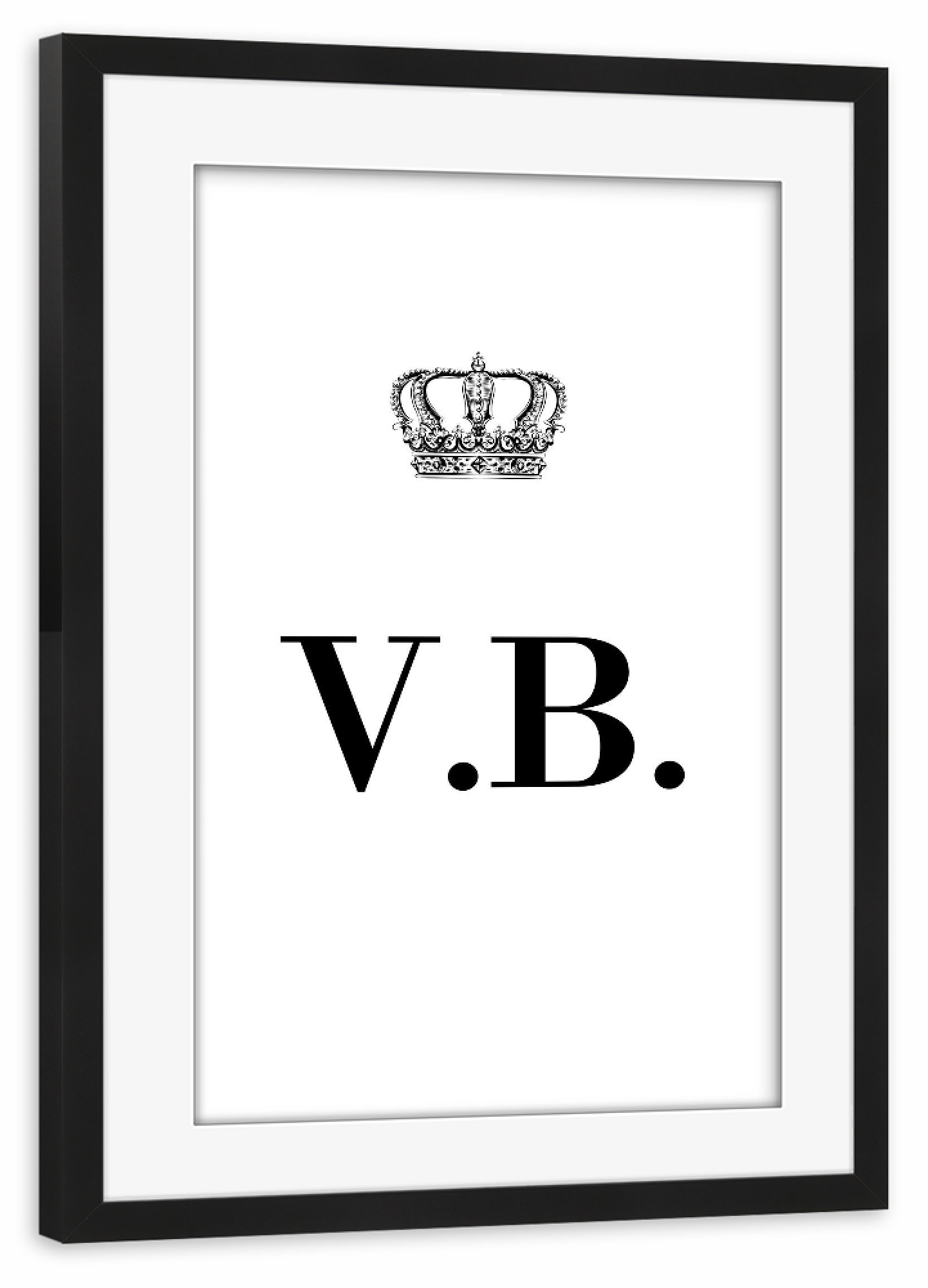 Poster mit Rahmen schwarz "King VB" artboxONE - Schwarzweiß,Buchstaben