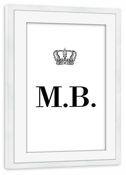 Poster mit Rahmen weiß "King MB" artboxONE - Schwarzweiß,Buchstaben