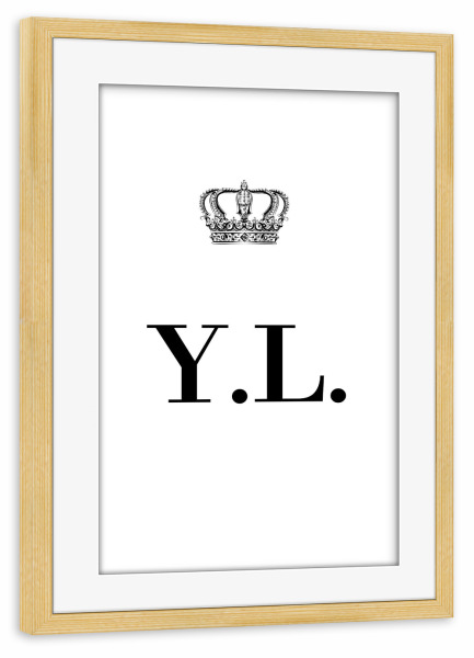 Poster mit Rahmen kiefer "King YL" artboxONE - Schwarzweiß,Buchstaben
