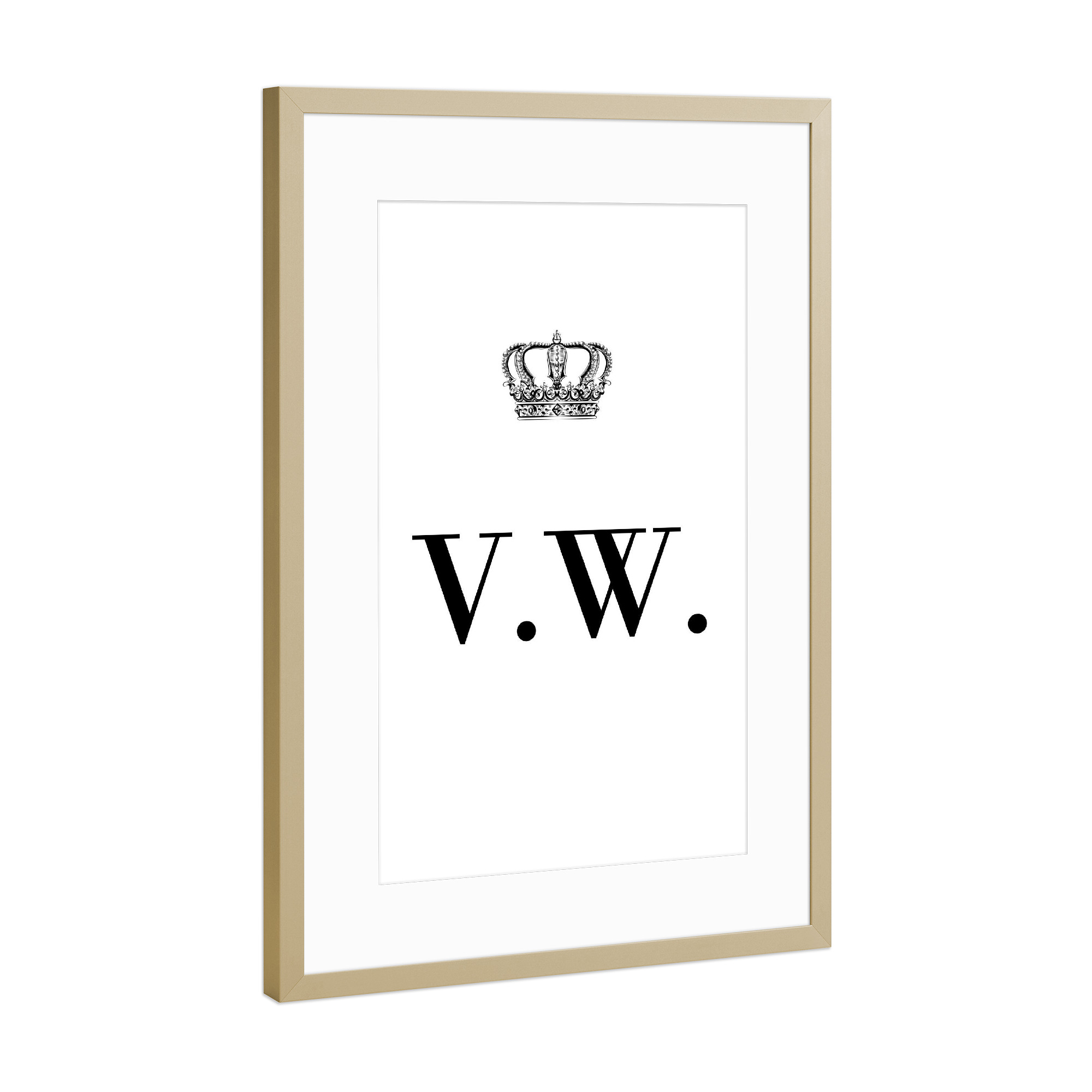 Poster mit Rahmen Gold "King VW" artboxONE - Schwarzweiß,Buchstaben