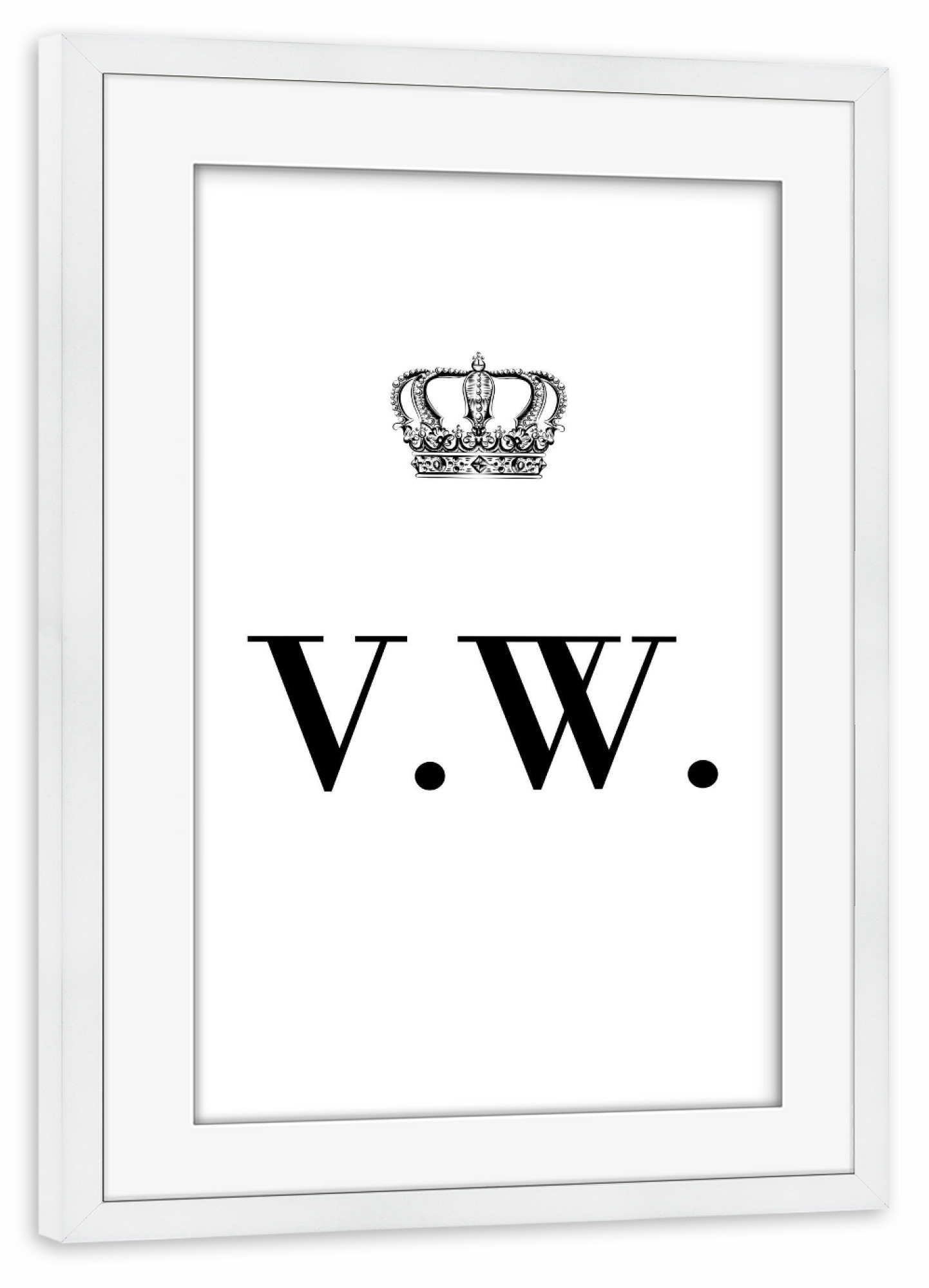 Poster mit Rahmen weiß "King VW" artboxONE - Schwarzweiß,Buchstaben