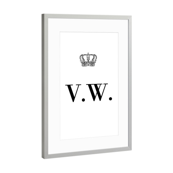 Poster mit Rahmen Silber "King VW" artboxONE - Schwarzweiß,Buchstaben