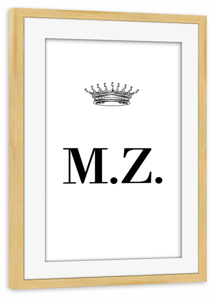Poster mit Rahmen kiefer "Queen MZ" artboxONE - Schwarzweiß,Buchstaben