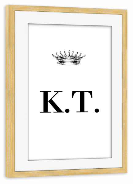 Poster mit Rahmen kiefer "Queen KT" artboxONE - Schwarzweiß,Buchstaben
