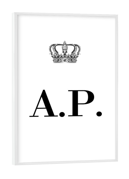 Poster mit weißem Rahmen "King AP" artboxONE - Schwarzweiß,Buchstaben