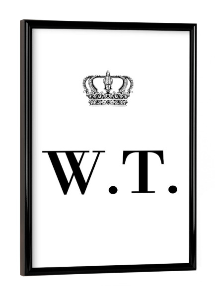 Poster mit schwarzem Rahmen "King WT" artboxONE - Schwarzweiß,Buchstaben