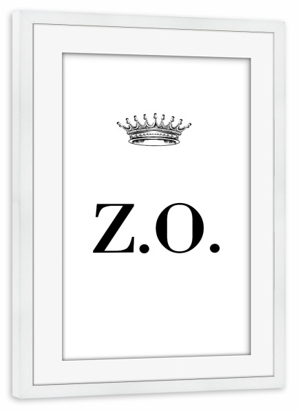 Poster mit Rahmen weiß "Queen ZO" artboxONE - Schwarzweiß,Buchstaben