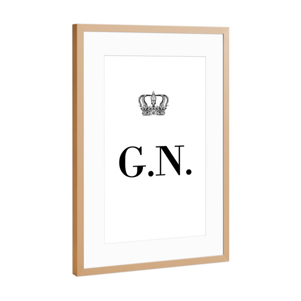 Poster mit Rahmen Kupfer "King GN" artboxONE - Schwarzweiß,Buchstaben