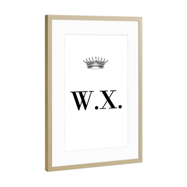 Poster mit Rahmen Gold "Queen WX" artboxONE - Schwarzweiß,Buchstaben