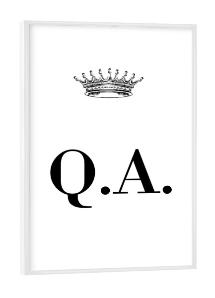 Poster mit weißem Rahmen "Queen QA" artboxONE - Schwarzweiß,Buchstaben