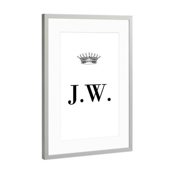 Poster mit Rahmen Silber "Queen JW" artboxONE - Schwarzweiß,Buchstaben