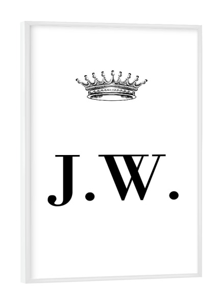 Poster mit weißem Rahmen "Queen JW" artboxONE - Schwarzweiß,Buchstaben