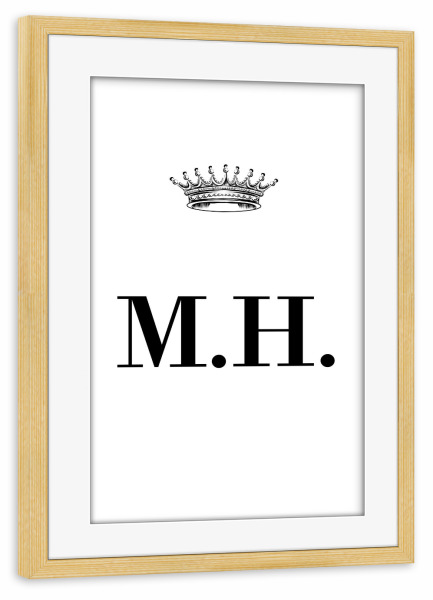 Poster mit Rahmen kiefer "Queen MH" artboxONE - Schwarzweiß,Buchstaben