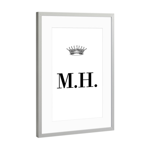 Poster mit Rahmen Silber "Queen MH" artboxONE - Schwarzweiß,Buchstaben