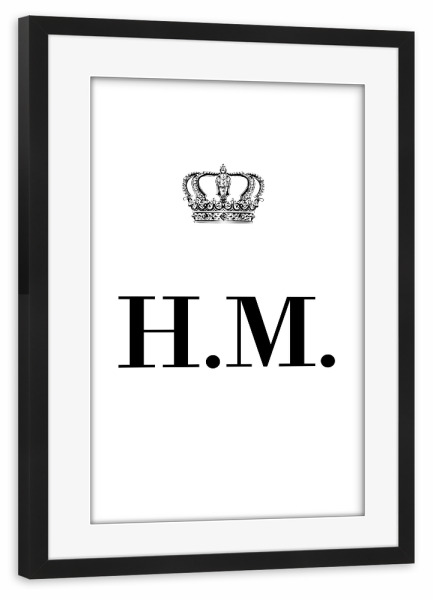 Poster mit Rahmen schwarz "King HM" artboxONE - Schwarzweiß,Buchstaben