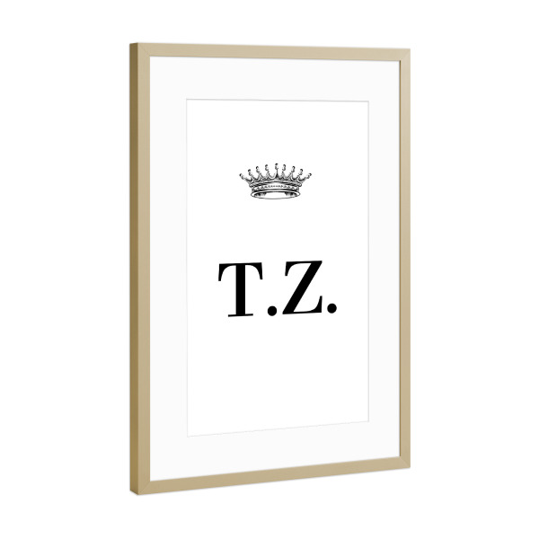 Poster mit Rahmen Gold "Queen TZ" artboxONE - Schwarzweiß,Buchstaben