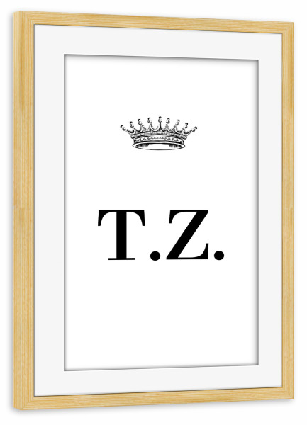 Poster mit Rahmen kiefer "Queen TZ" artboxONE - Schwarzweiß,Buchstaben