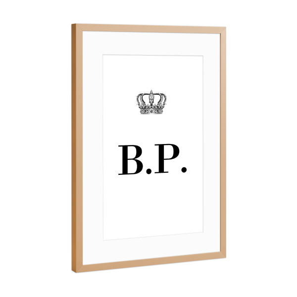 Poster mit Rahmen Kupfer "King BP" artboxONE - Schwarzweiß,Buchstaben