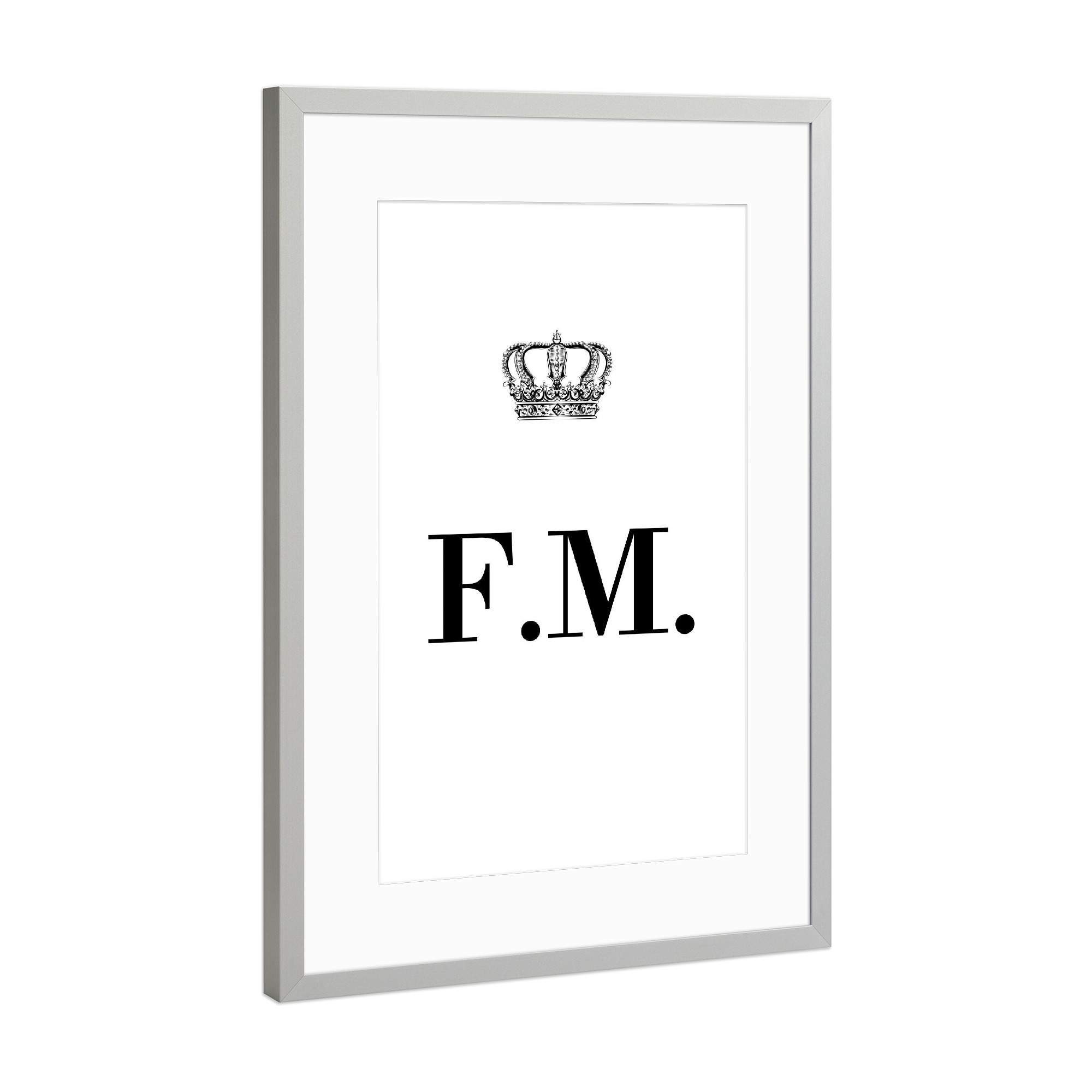 Poster mit Rahmen Silber "King FM" artboxONE - Schwarzweiß,Buchstaben