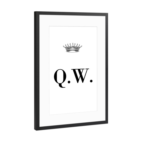 Poster mit Rahmen Schwarz (Metallic) "Queen QW" artboxONE - Schwarzweiß,Buchstaben