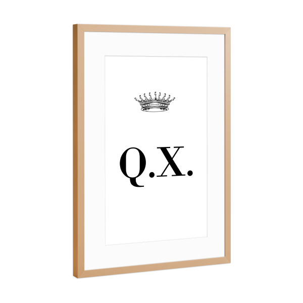 Poster mit Rahmen Kupfer "Queen QX" artboxONE - Schwarzweiß,Buchstaben