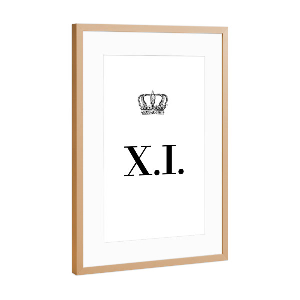 Poster mit Rahmen Kupfer "King XI" artboxONE - Schwarzweiß,Buchstaben