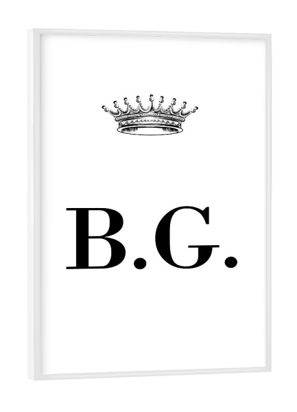 Poster mit weißem Rahmen "Queen BG" artboxONE - Schwarzweiß,Buchstaben