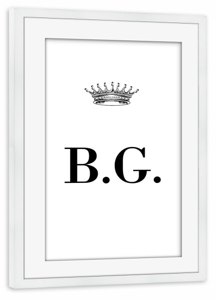 Poster mit Rahmen weiß "Queen BG" artboxONE - Schwarzweiß,Buchstaben