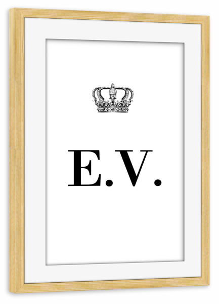 Poster mit Rahmen kiefer "King EV" artboxONE - Schwarzweiß,Buchstaben