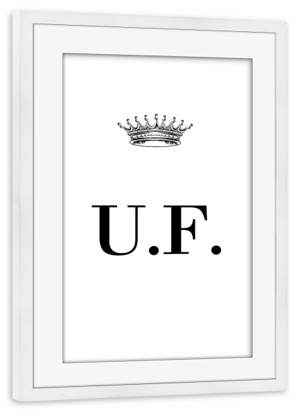 Poster mit Rahmen weiß "Queen UF" artboxONE - Schwarzweiß,Buchstaben