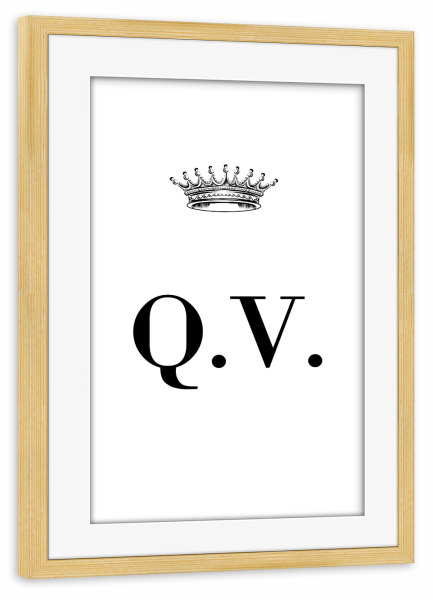 Poster mit Rahmen kiefer "Queen QV" artboxONE - Schwarzweiß,Buchstaben