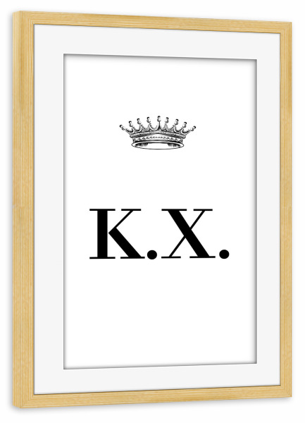 Poster mit Rahmen kiefer "Queen KX" artboxONE - Schwarzweiß,Buchstaben