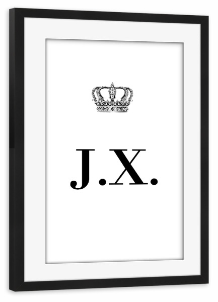 Poster mit Rahmen schwarz "King JX" artboxONE - Schwarzweiß,Buchstaben