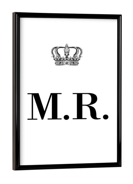 Poster mit schwarzem Rahmen "King MR" artboxONE - Schwarzweiß,Buchstaben
