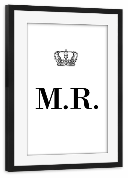Poster mit Rahmen schwarz "King MR" artboxONE - Schwarzweiß,Buchstaben