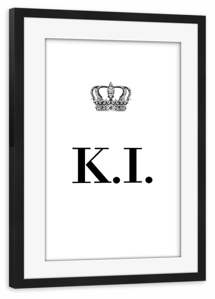 Poster mit Rahmen schwarz "King KI" artboxONE - Schwarzweiß,Buchstaben