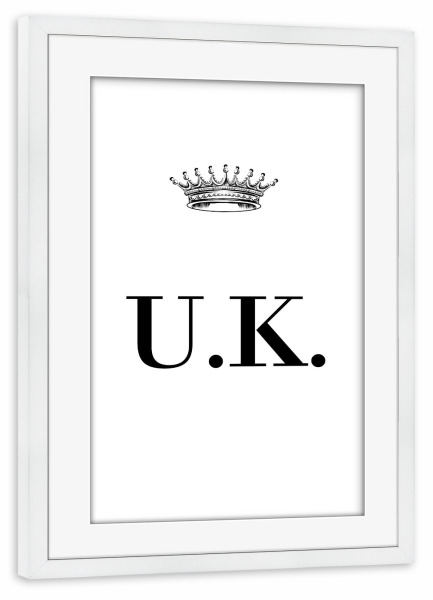 Poster mit Rahmen weiß "Queen UK" artboxONE - Schwarzweiß,Buchstaben