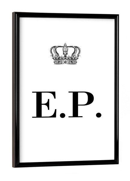 Poster mit schwarzem Rahmen "King EP" artboxONE - Schwarzweiß,Buchstaben