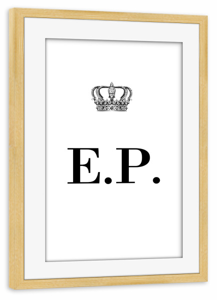 Poster mit Rahmen kiefer "King EP" artboxONE - Schwarzweiß,Buchstaben