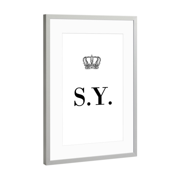 Poster mit Rahmen Silber "King SY" artboxONE - Schwarzweiß,Buchstaben