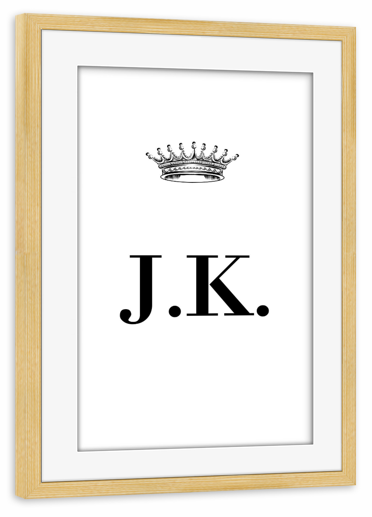 Poster mit Rahmen kiefer "Queen JK" artboxONE - Schwarzweiß,Buchstaben