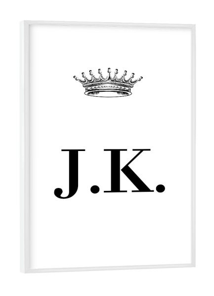 Poster mit weißem Rahmen "Queen JK" artboxONE - Schwarzweiß,Buchstaben