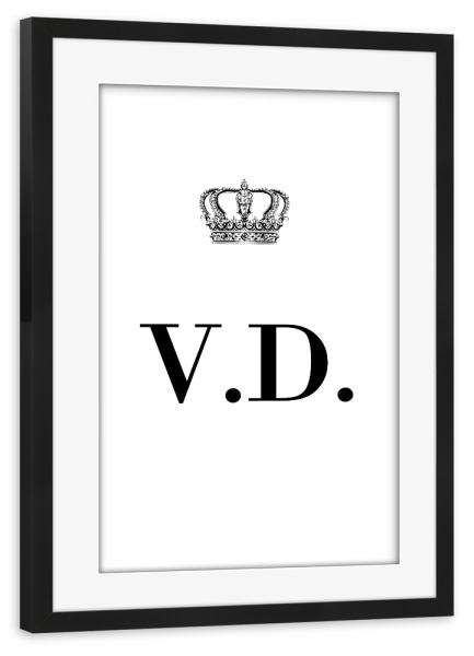 Poster mit Rahmen schwarz "King VD" artboxONE - Schwarzweiß,Buchstaben